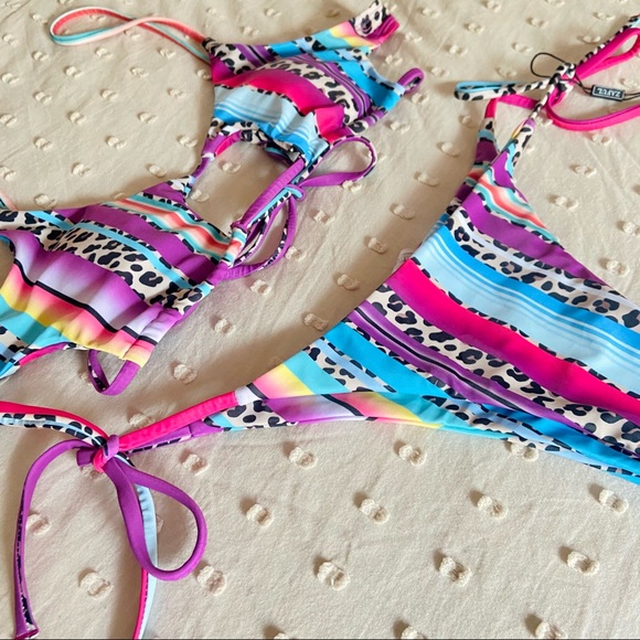 ZAFUL Leopard Panel Striped Cutout Bikini L - Picture 5 of 16